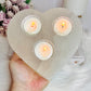 Large Selenite Chunky Triple Candle Heart Holder 1.5KG 15cm