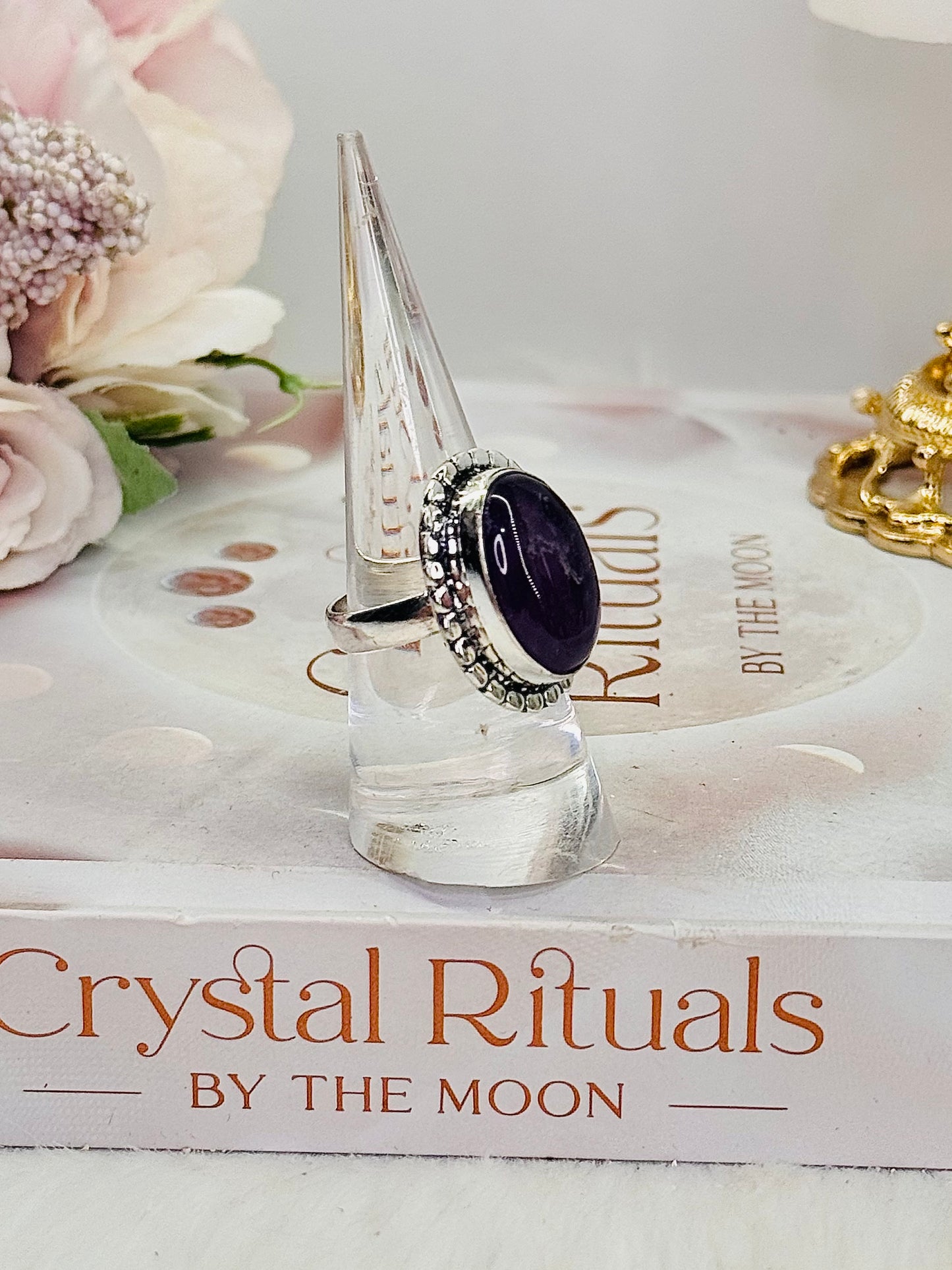 Stunning Amethyst Adjustable Ring In Gift Bag