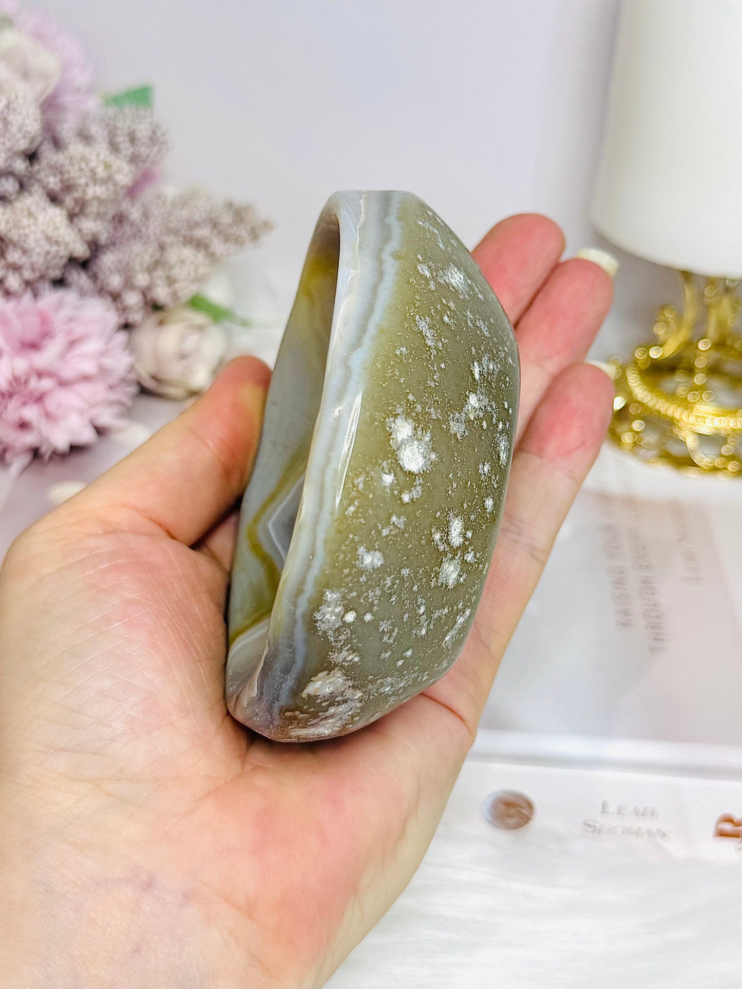 Agate Carved Bowl 9.5cm 289g