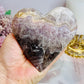 Large Amethyst X Agate Carved Heart on Stand