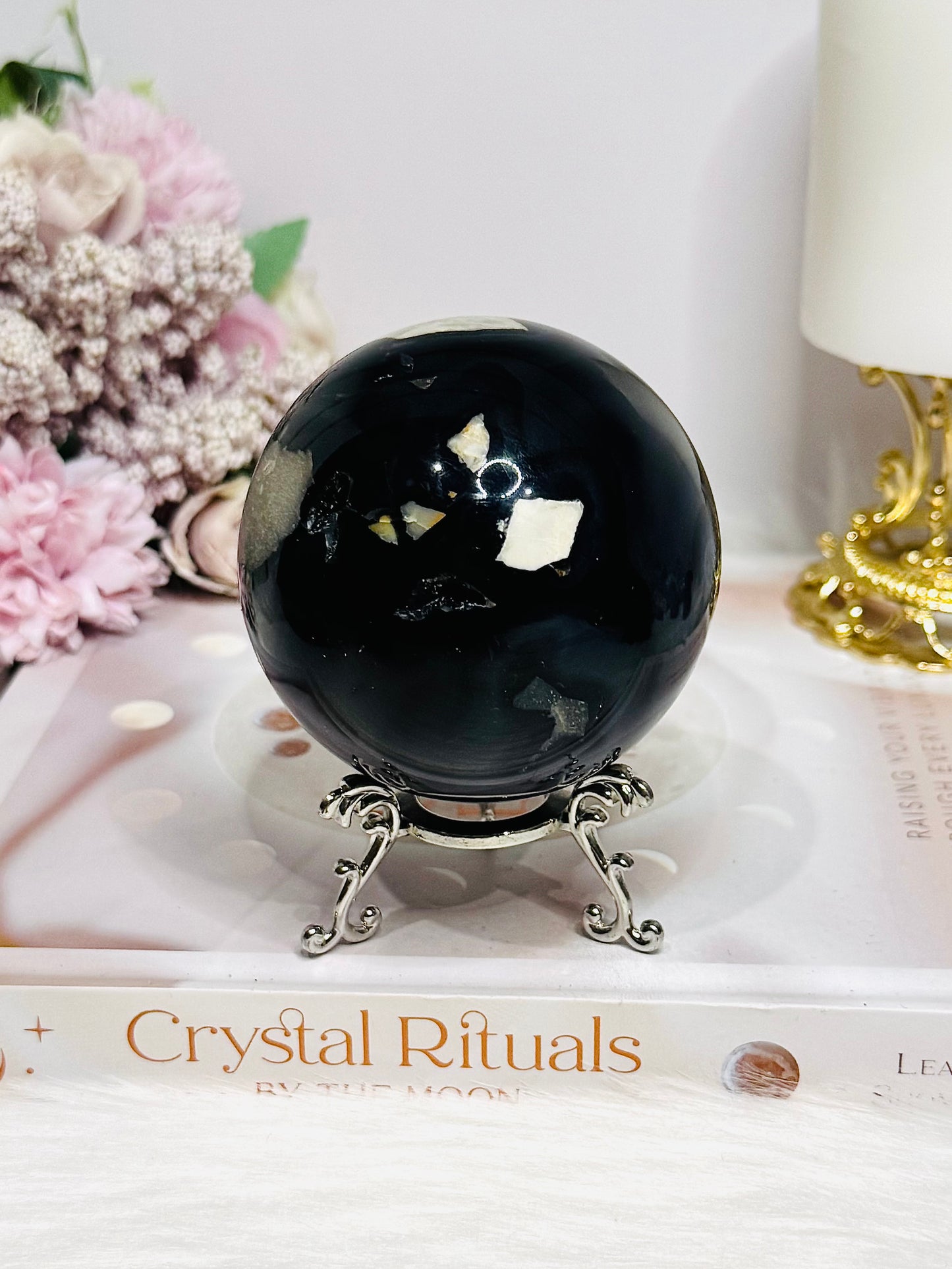 Natural Volcano Agate Druzy Sphere UV Reactive On Stand 489g