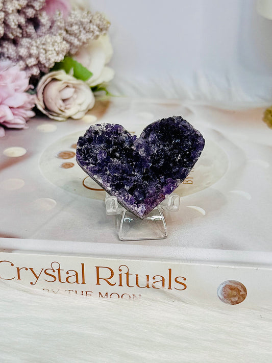Small Amethyst Cluster Heart on Stand