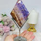 Large Crazy Lace Amethyst Diamond on Stand 18cm