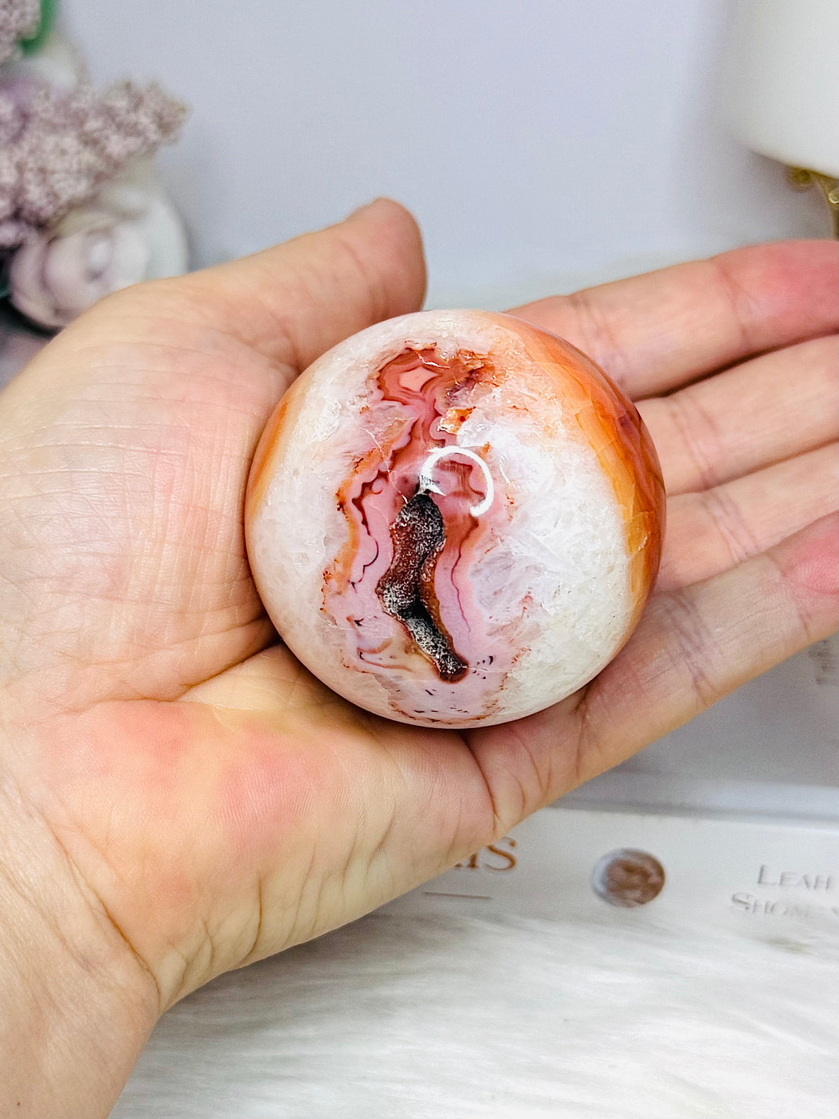 High Grade Druzy Carnelian Sphere on Stand 200g