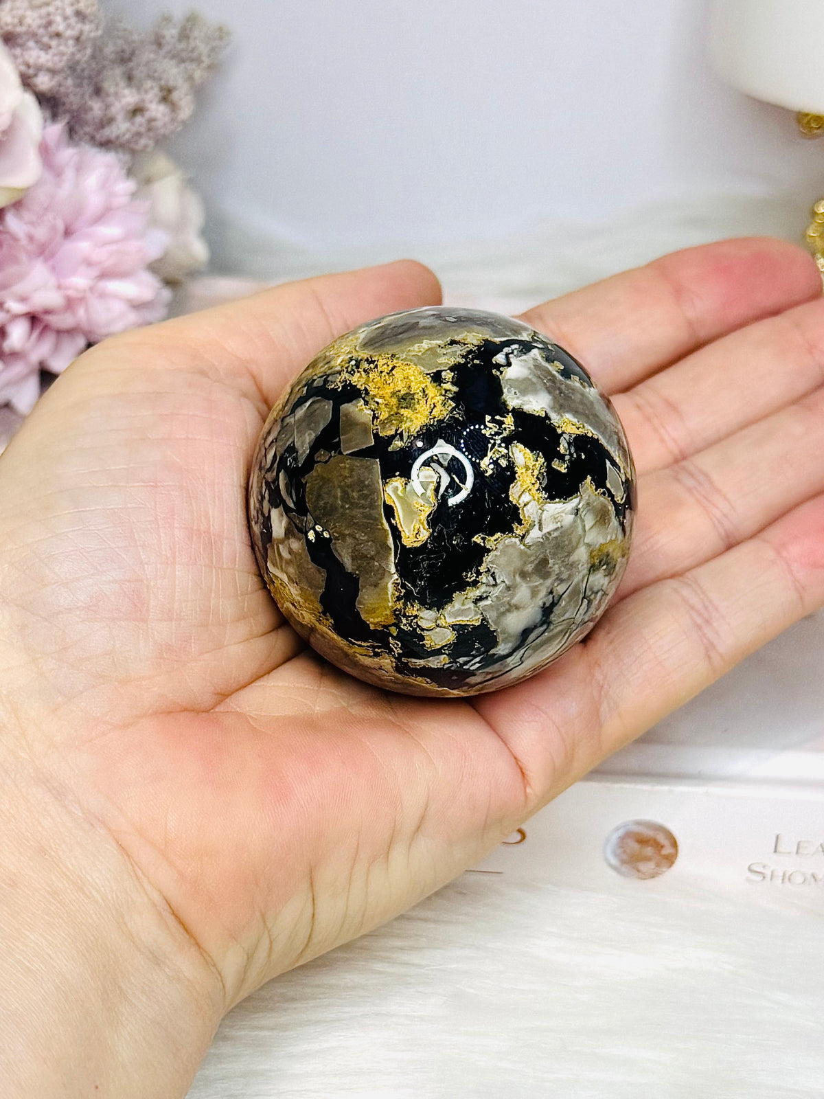 Volcano Agate (UV Reactive) Sphere on Stand 186g