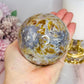 Large Ocean Jasper Rutile Druzy Sphere on Stand