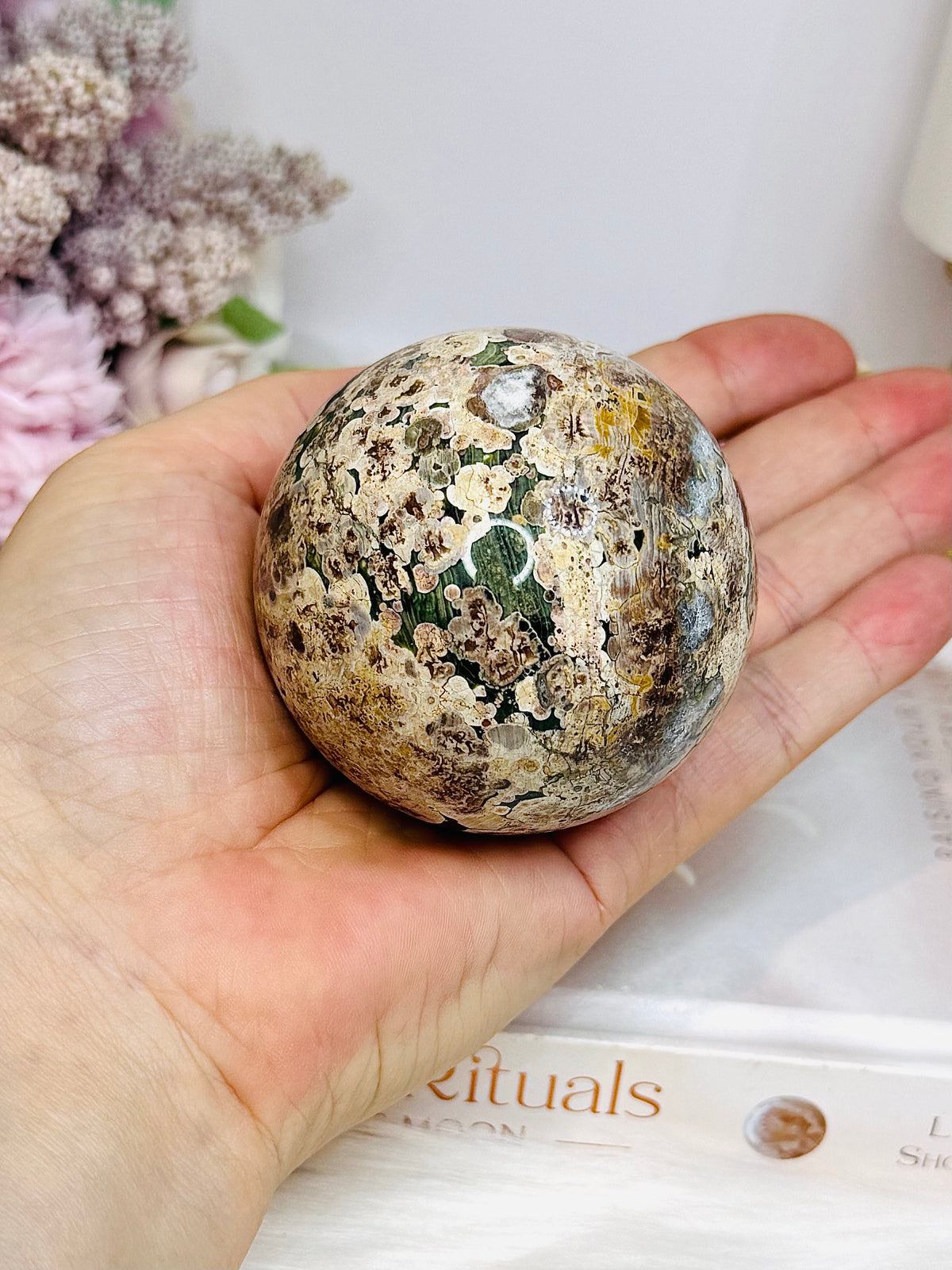 Sakura Agate Sphere on Stand 6.5cm