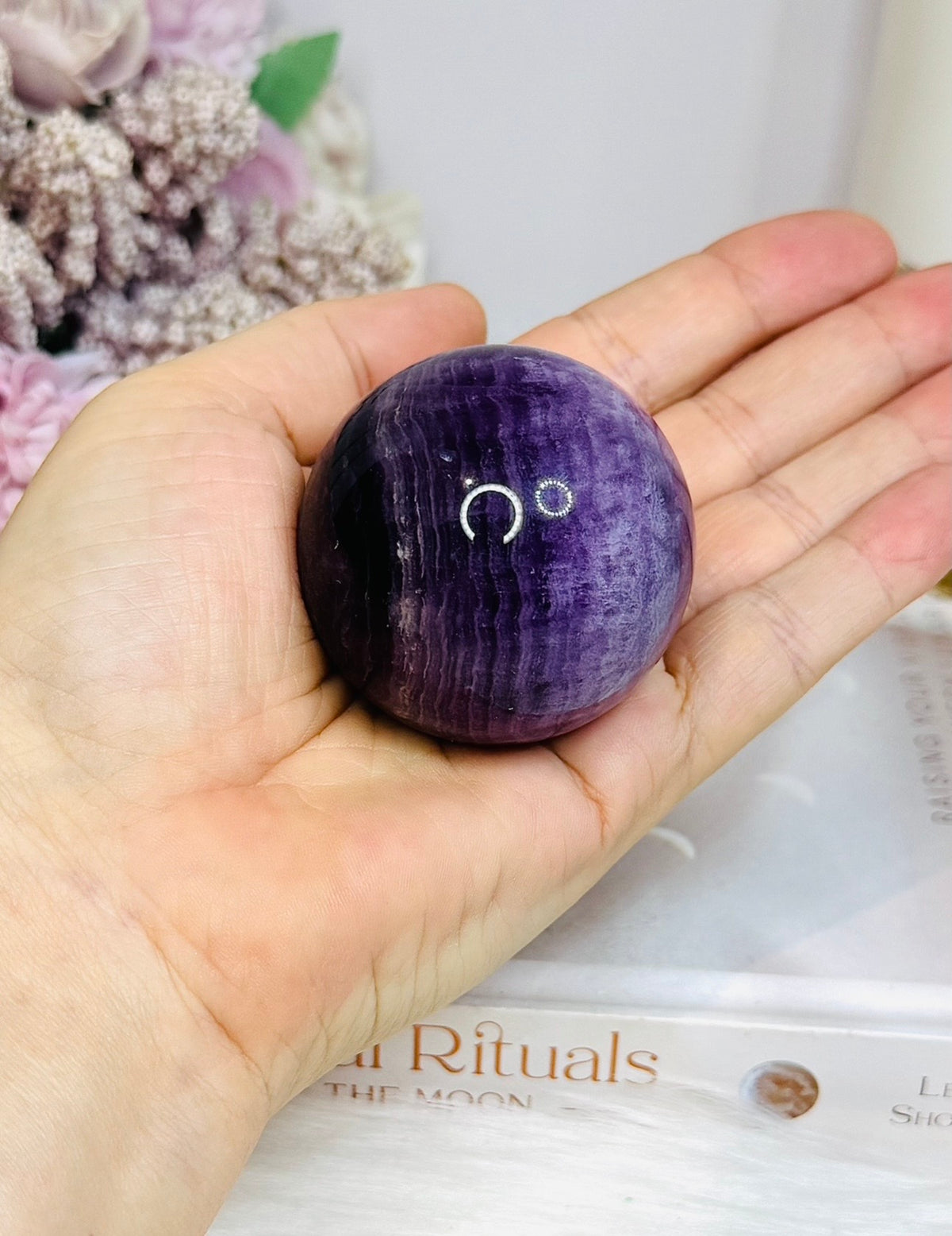 High Grade Purple Fluorite Sphere on Stand 203g