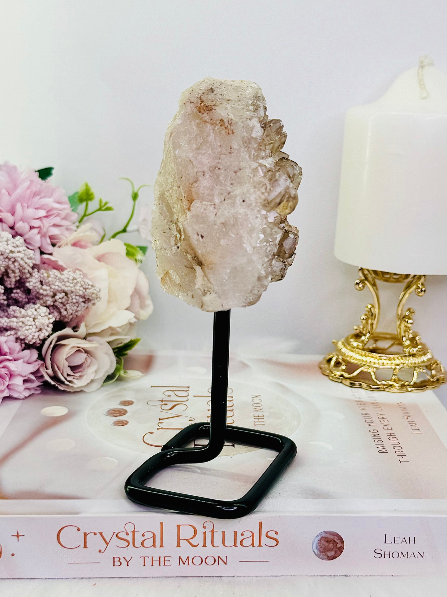 Divine Vibrations ~ Gorgeous Large 16cm Natural Elestial Quartz On Stand