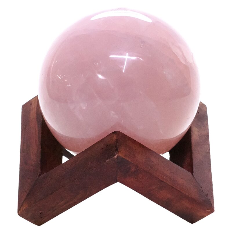 Large Rose Quartz Sphere 1.3KG On Timber Stand
