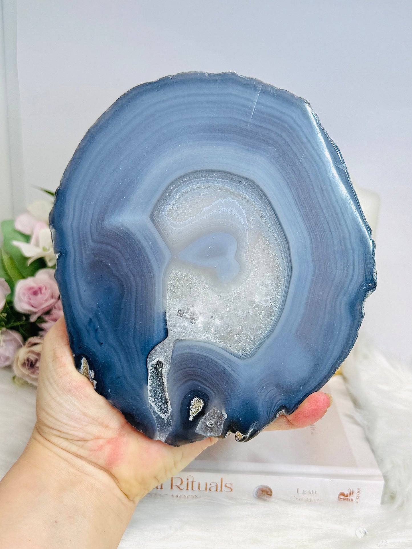 Large Druzy Agate Slab On Stand 17cm 600g