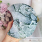 Huge Moss Agate Druzy Carved Moon On Stand 22cm