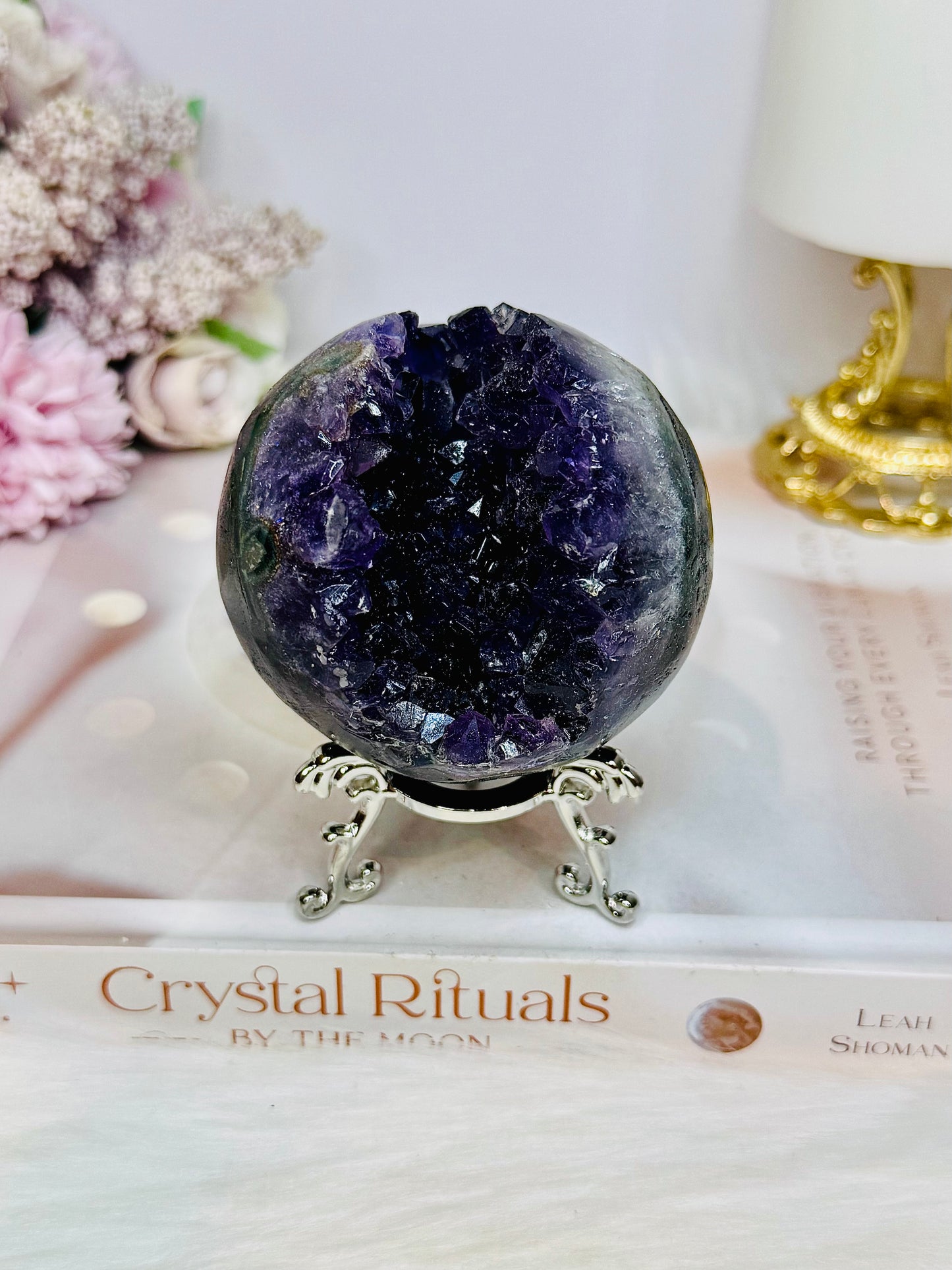 Large Druzy Amethyst Sphere on Stand 359g