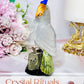 Large 11.5cm Jade Carved Parrot | Bird On Pyrite Stand From Brazil
