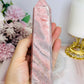 Natural Pink Opal Carved Tower 15cm