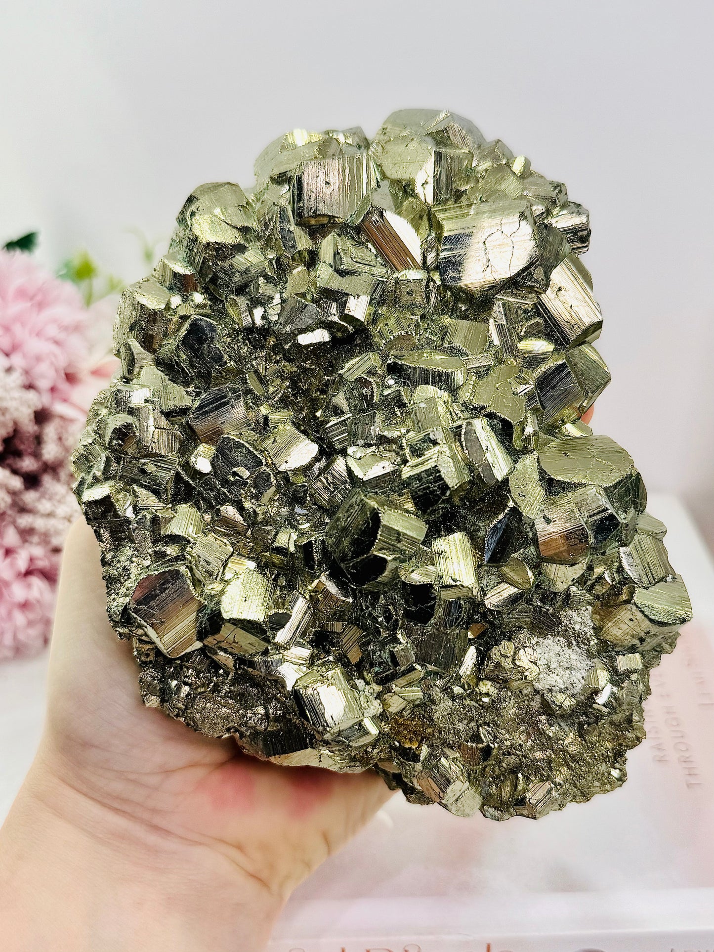 High Grade Incredible Large 1.84KG 15cm Cubed Pyrite Specimen On Stand