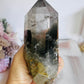 Stunning Large Garden Quartz | Lodolite Tower on Timber Base 938grams 27cm