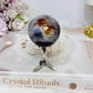 Blue Flower Agate Sphere on Stand 102g