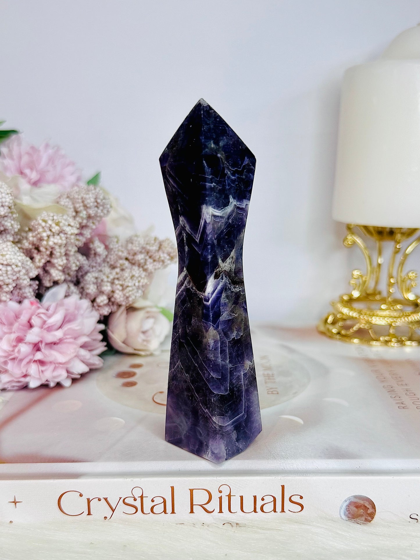 Uniquely Cut Beautiful Chevron Amethyst Tower 11.5cm