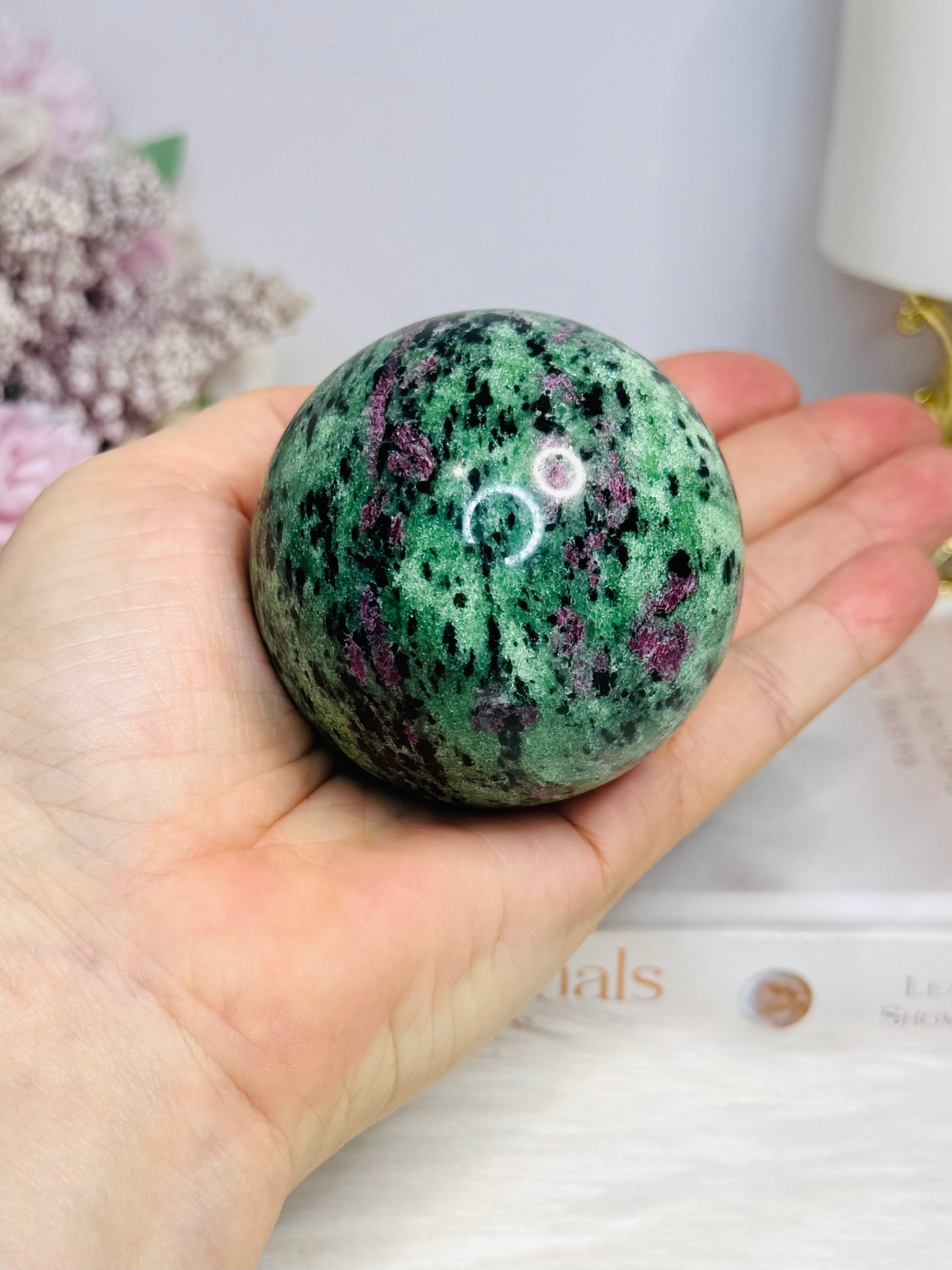 Ruby Zoisite Sphere on Stand 381g