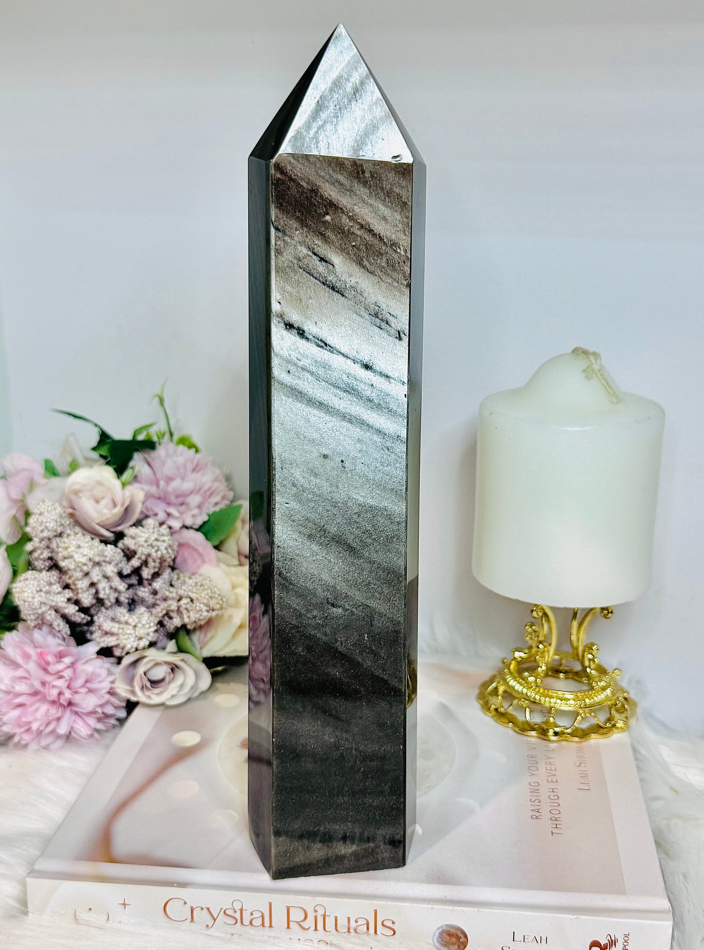 Huge Silver Sheen Obsidian Tower 26cm 1.17kg