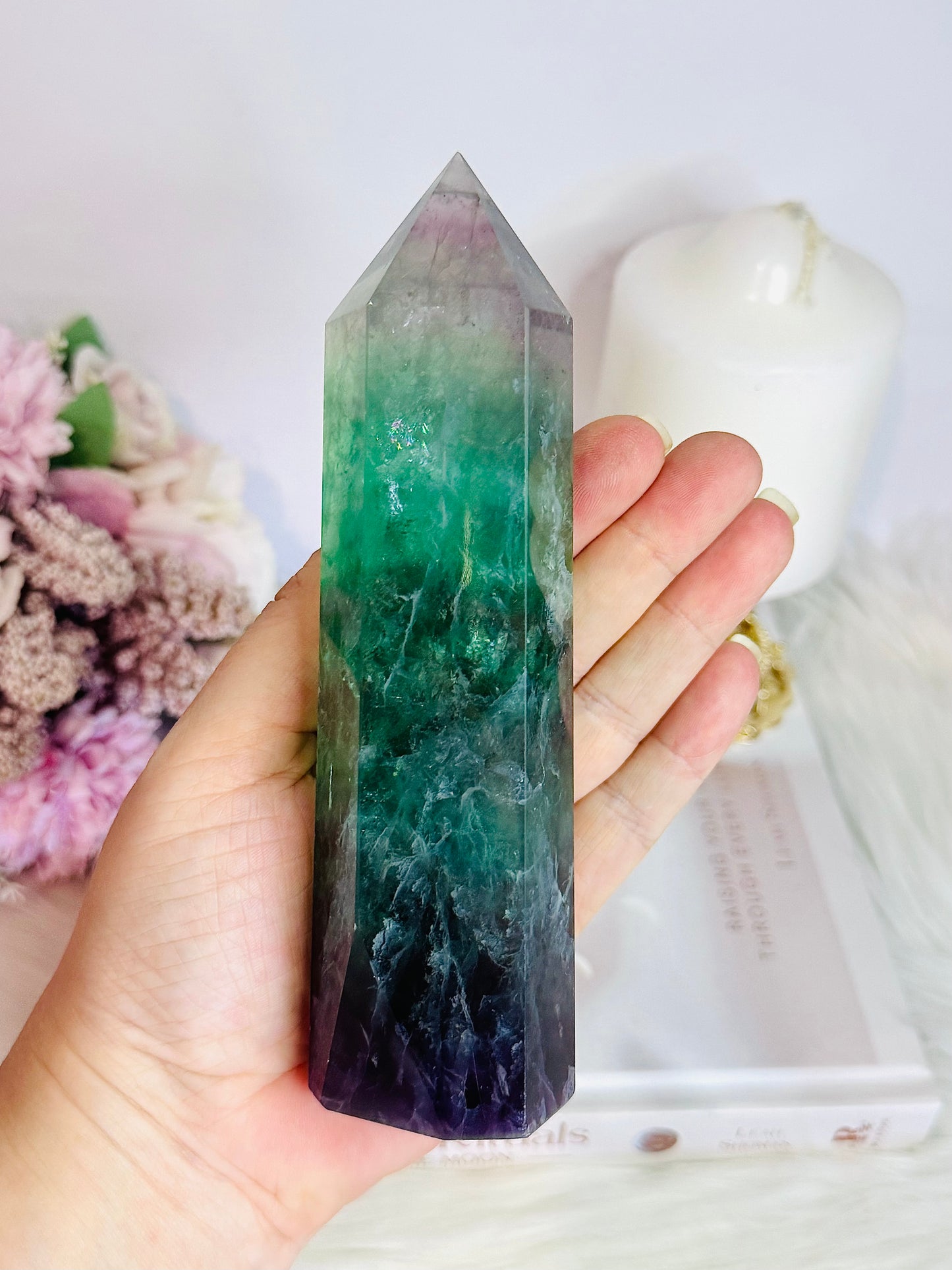 Incredibly Gorgeous Chunky Large Fluorite Tower 16cm