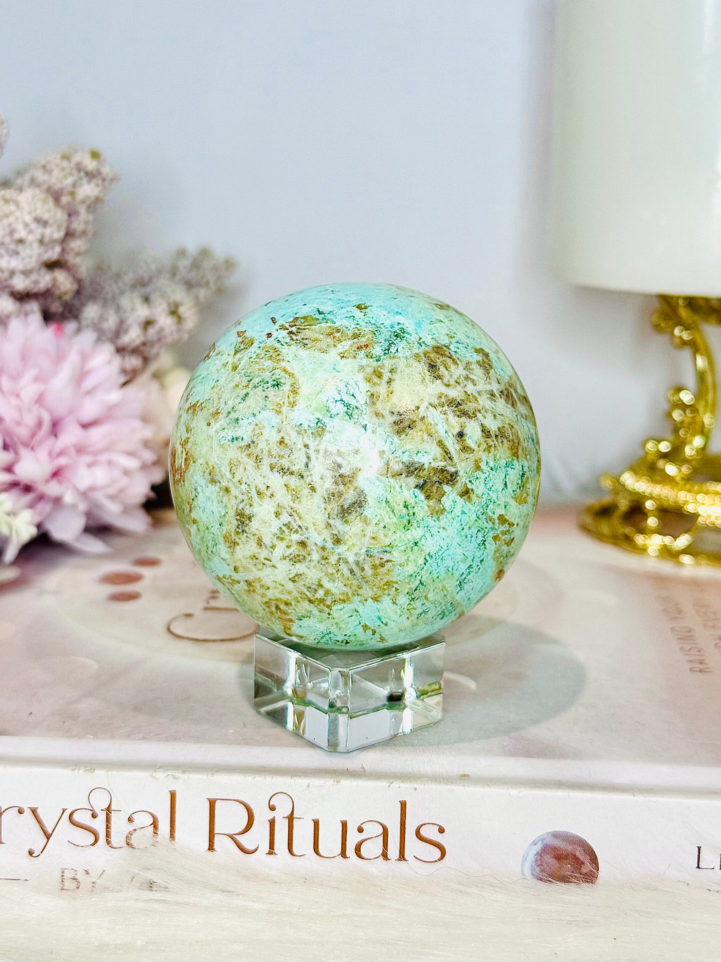 A Rare Stone ~ Genuine Inca Turquoise Sphere 302g On Stand