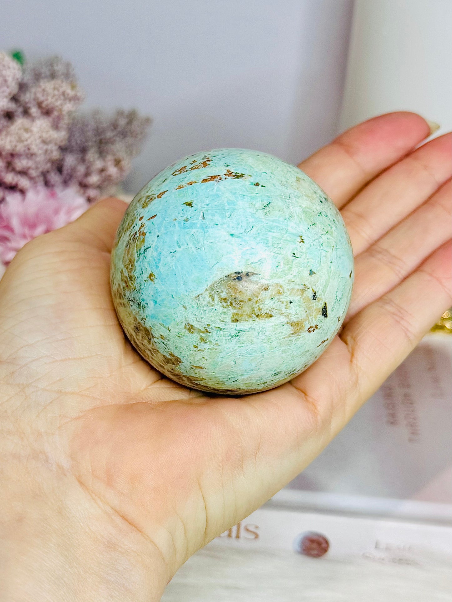 A Rare Stone ~ Genuine Inca Turquoise Sphere 302g On Stand