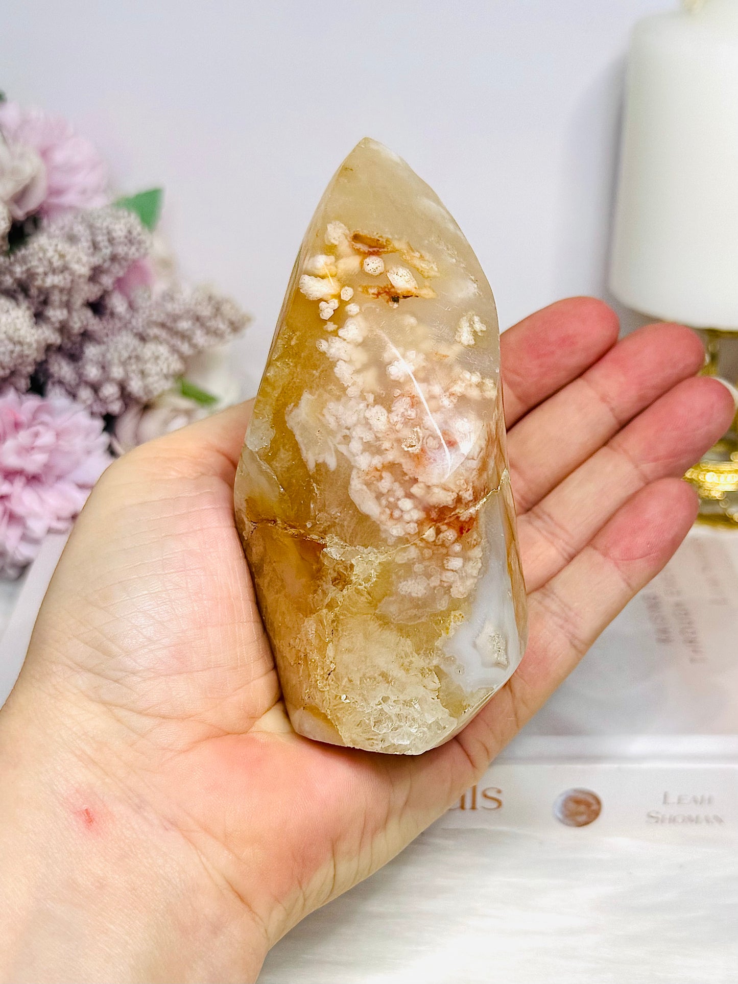 Chunky Flower Agate Flame 10cm 431g