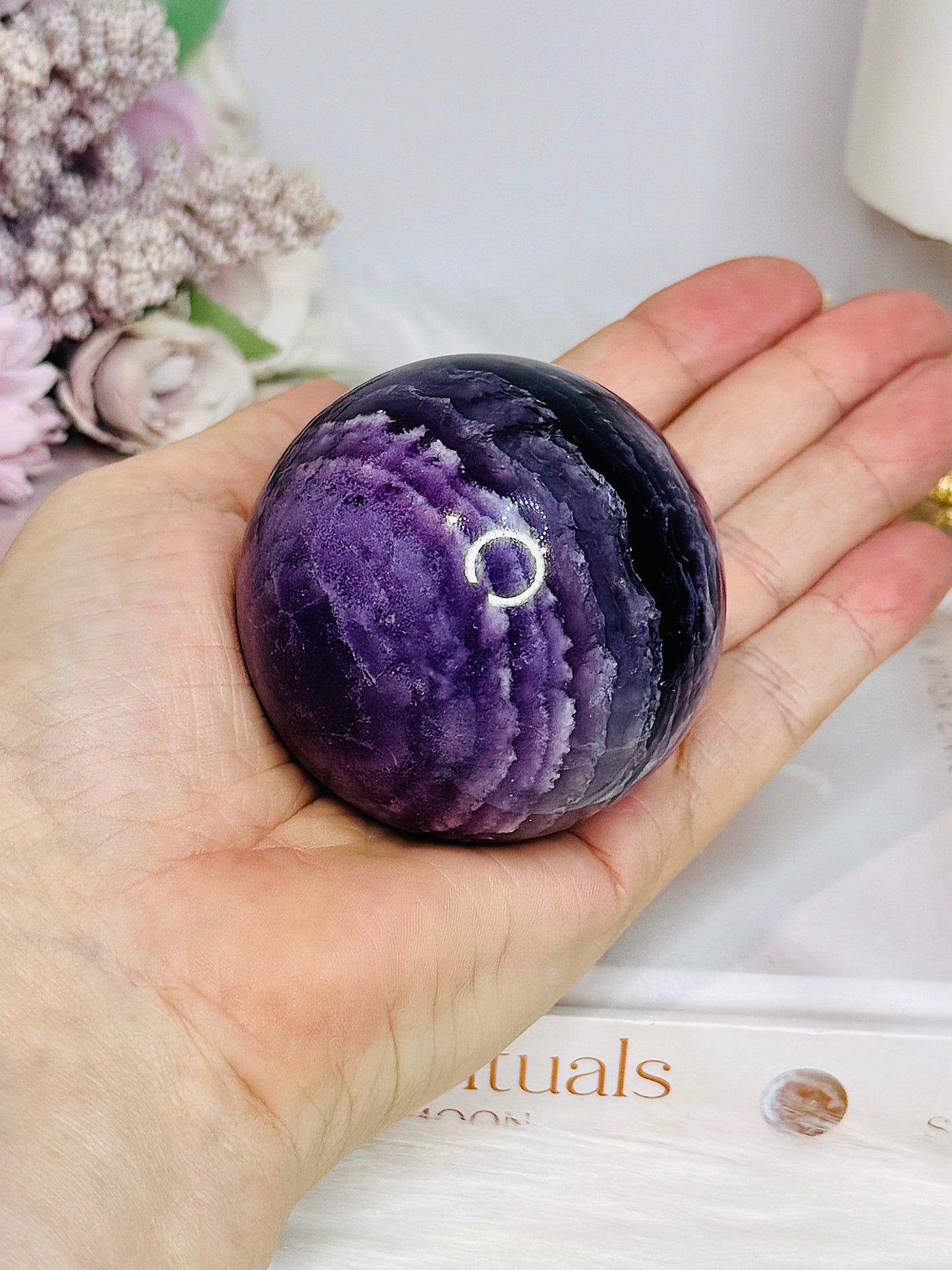 High Grade Purple Fluorite Sphere On Stand 340g