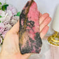 High Grade Rhodonite Slab on Stand 15cm