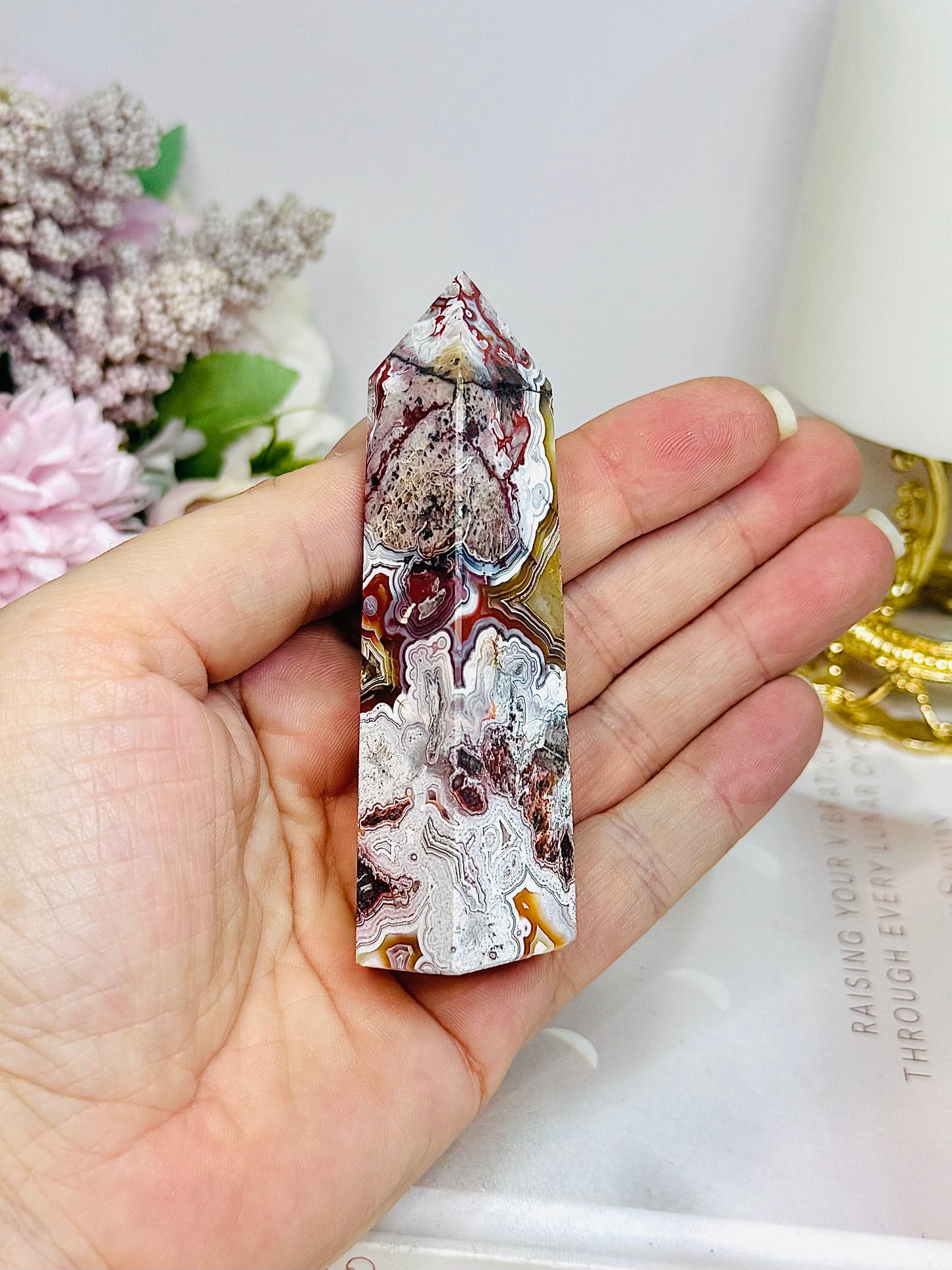 Mexican Lace Agate Tower 8.5cm