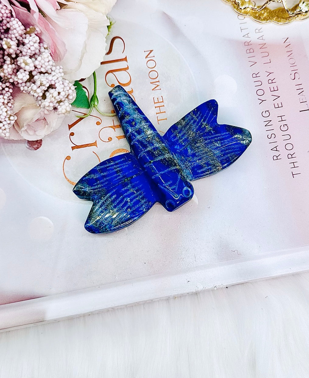 Gorgeous Chunky Lapis Lazuli Carved Dragonfly 6.5cm