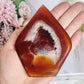 Beautiful Carnelian Carved Druzy Flame (This piece has cracks through it) Reduced Price