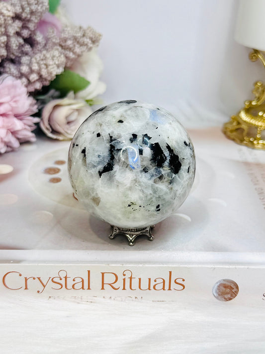 Rainbow Moonstone Sphere with Blue Flash 249g