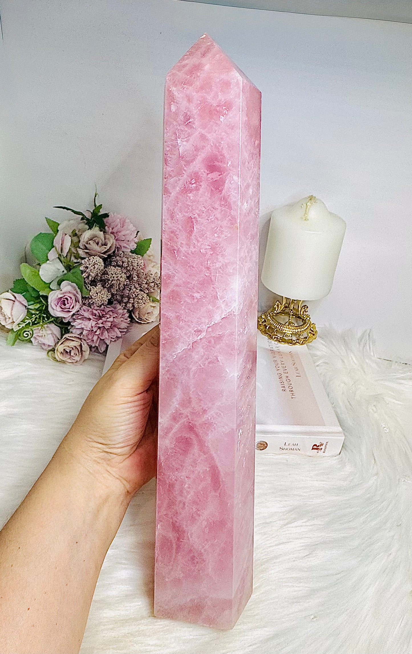 Huge Very Pink Natural Rose Quartz Tower | Generator 36cm 2.17KG
