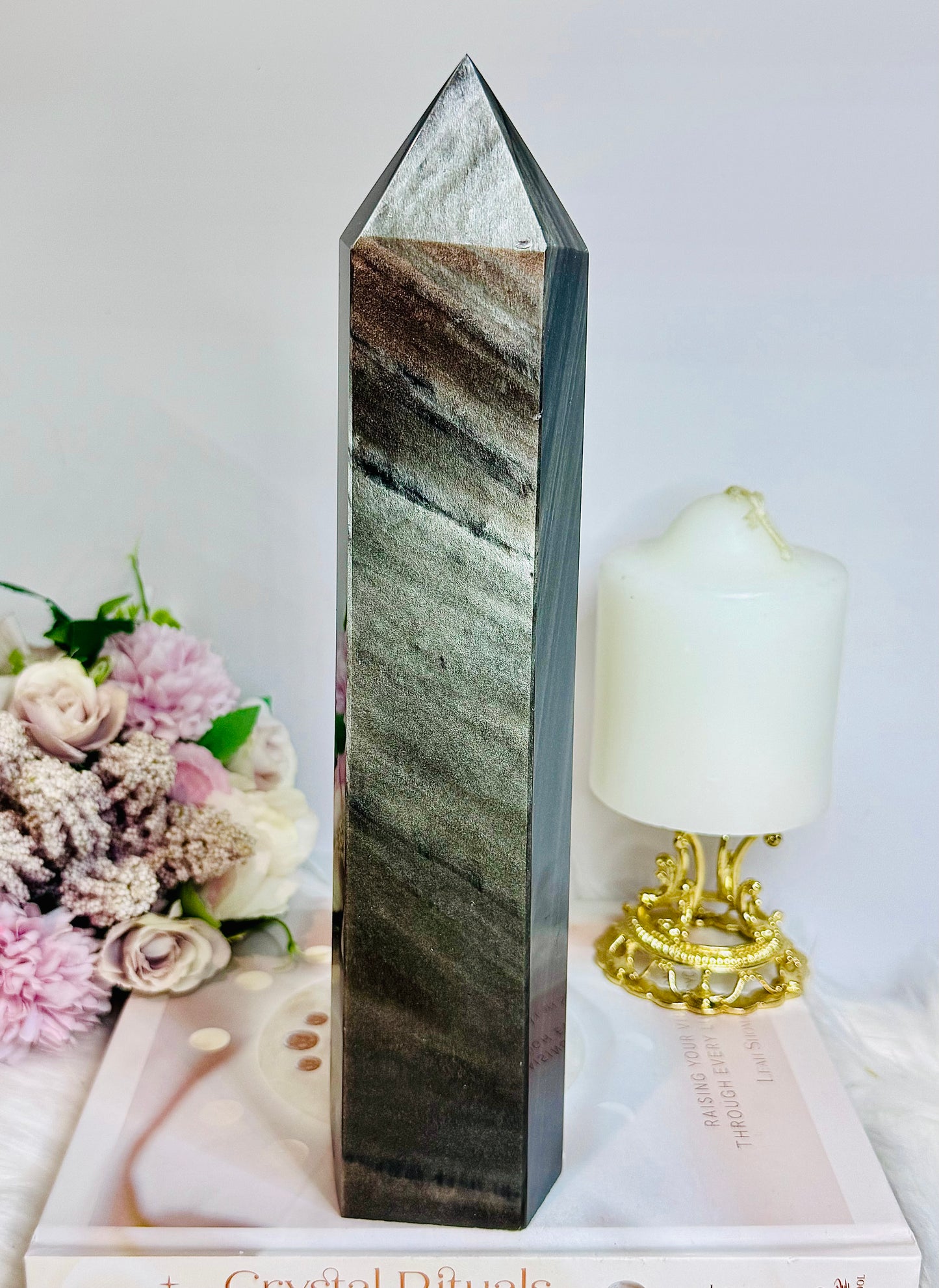 Huge Silver Sheen Obsidian Tower 26cm 1.17kg