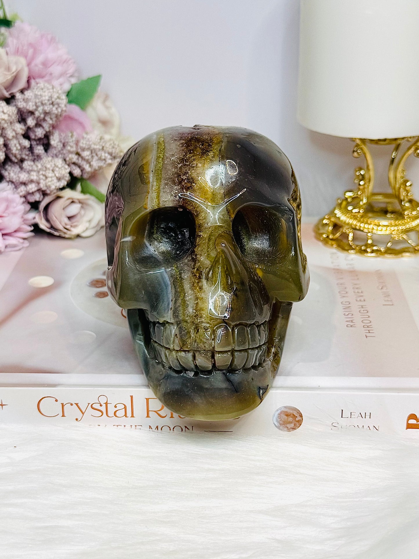 Large Druzy Amethyst X Agate Carved Skull 13cm 1.09KG