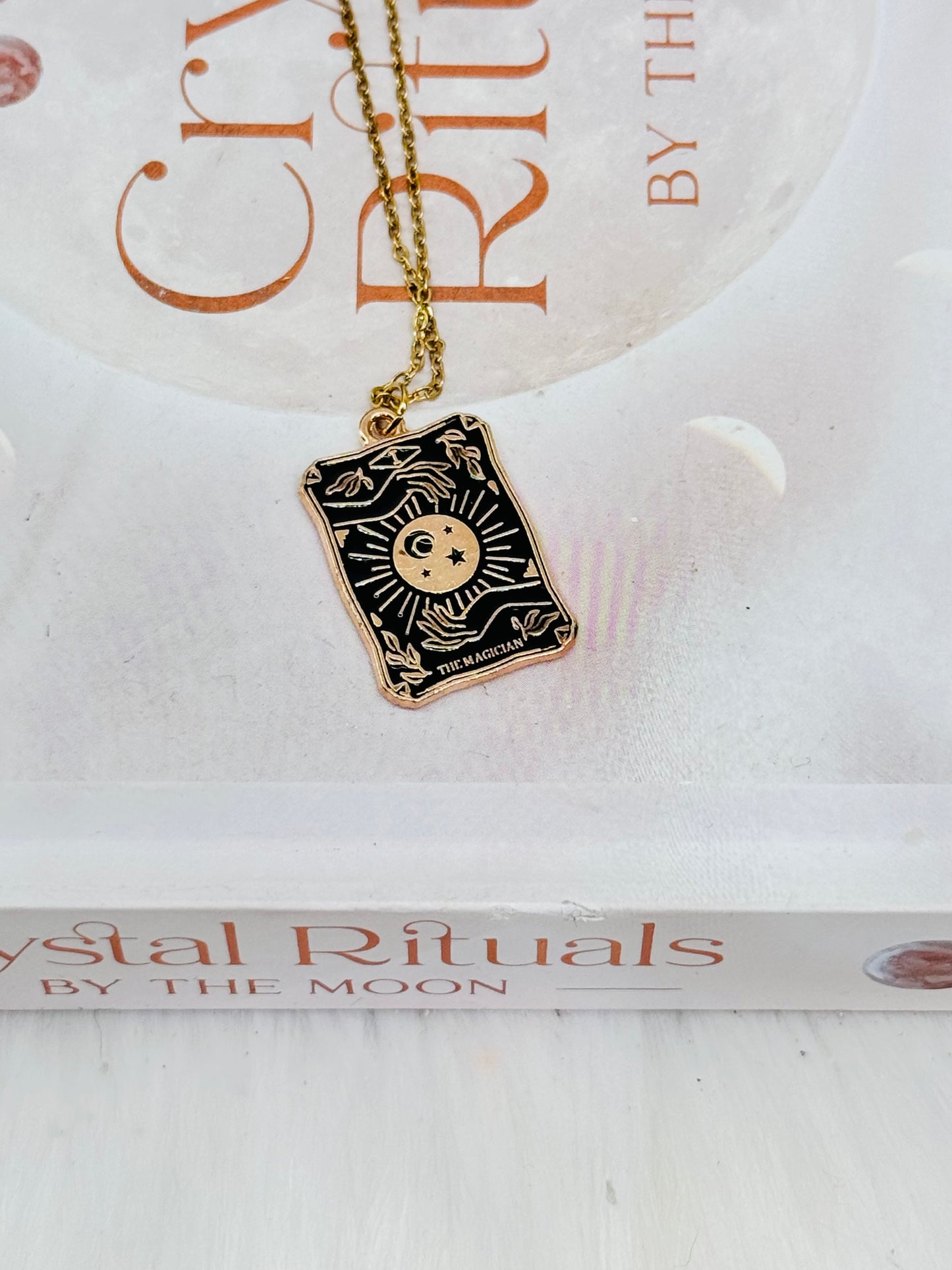 ‘The Magician’ Gold Plated Tarot Card Necklace In Gift Bag