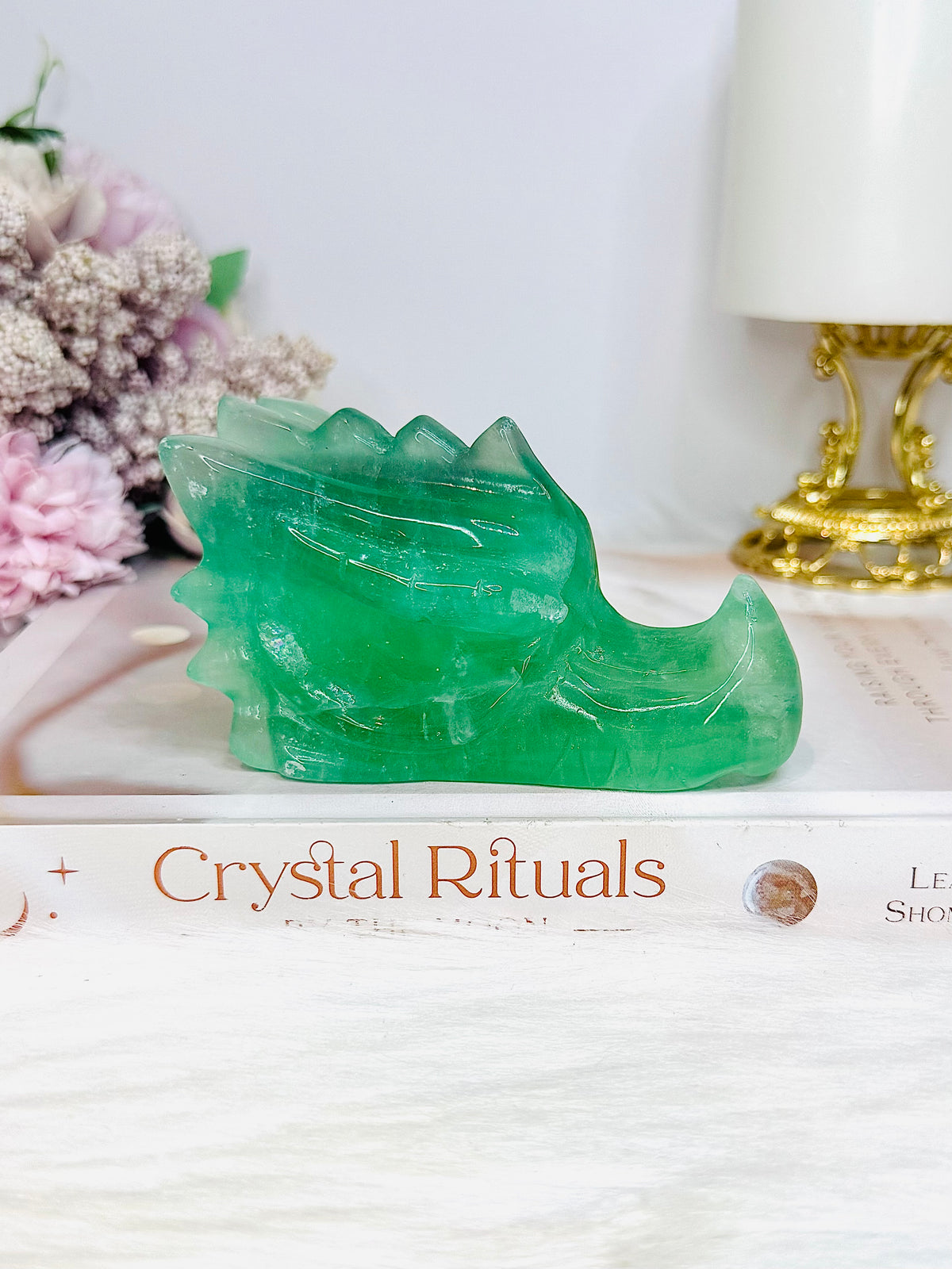 Green Fluorite Carved Dragon 10cm