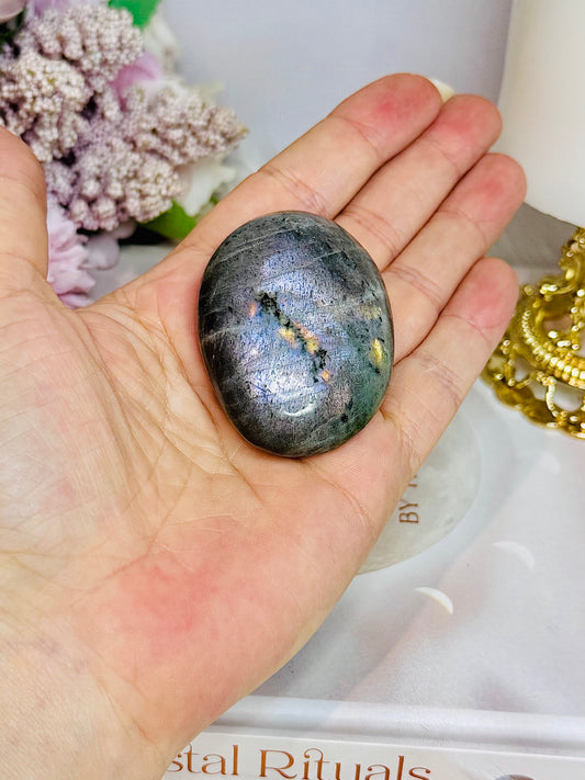 Labradorite Palm Stone with Purple Flash