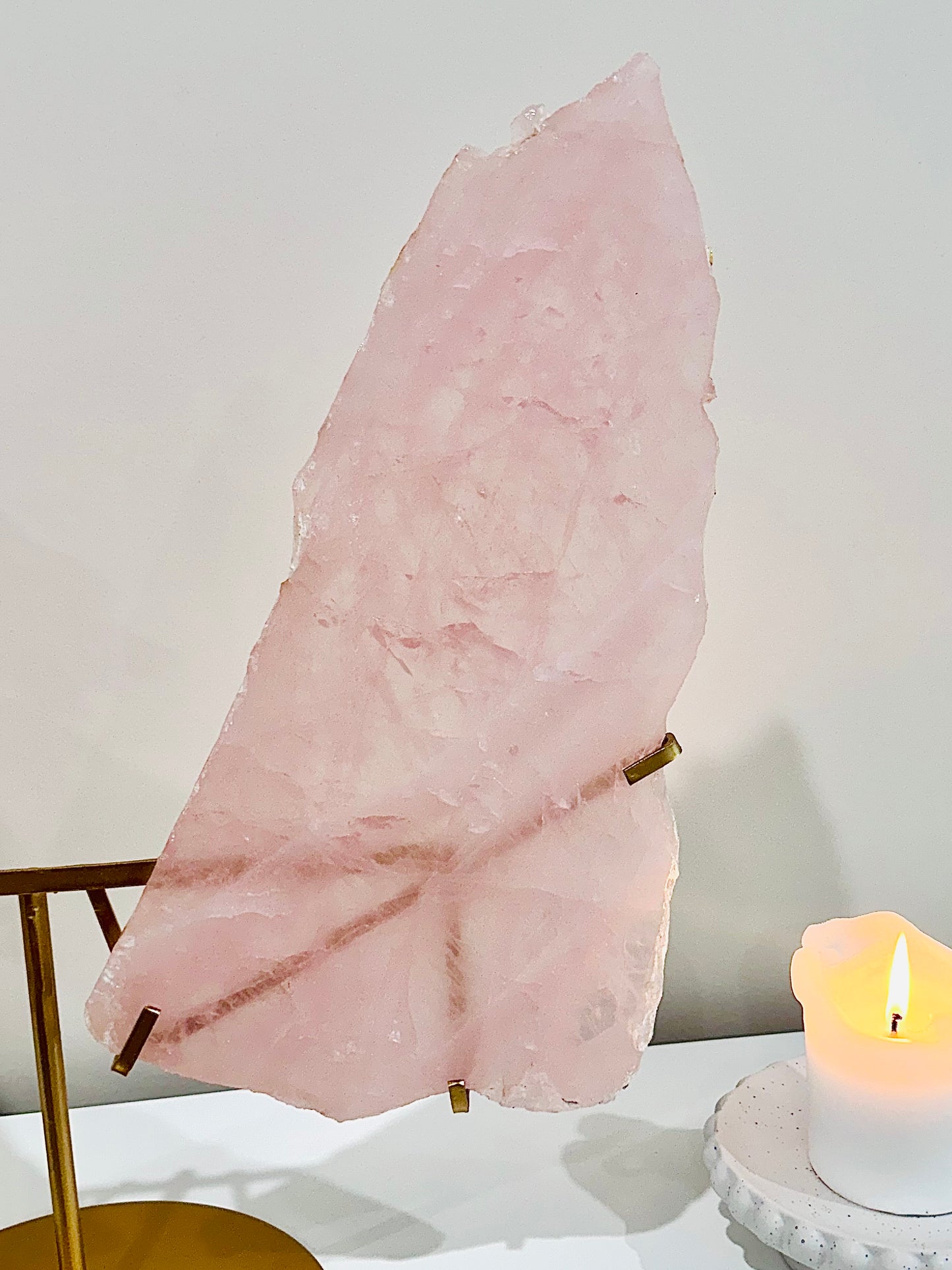 Personal Power ~ Wow!!! Absolutely Huge Stunning 45cm Inc Stand Rose Quartz Wings From Brazil ~ Incredible Piece Of Magic