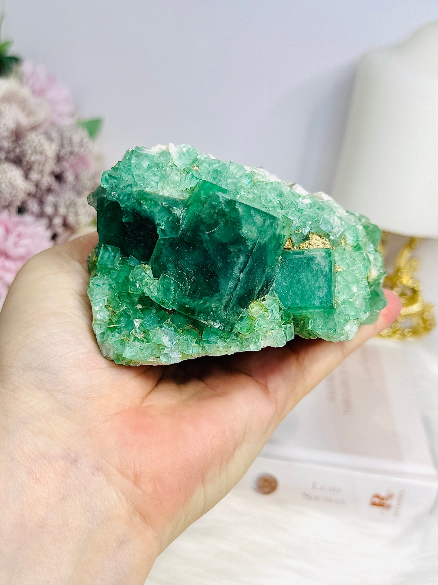 Natural Green Cubed Fluorite Specimen 505g