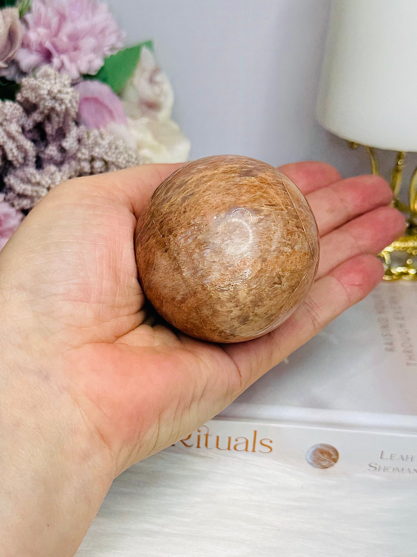 Moonstone X Sunstone Sphere On Stand 267g