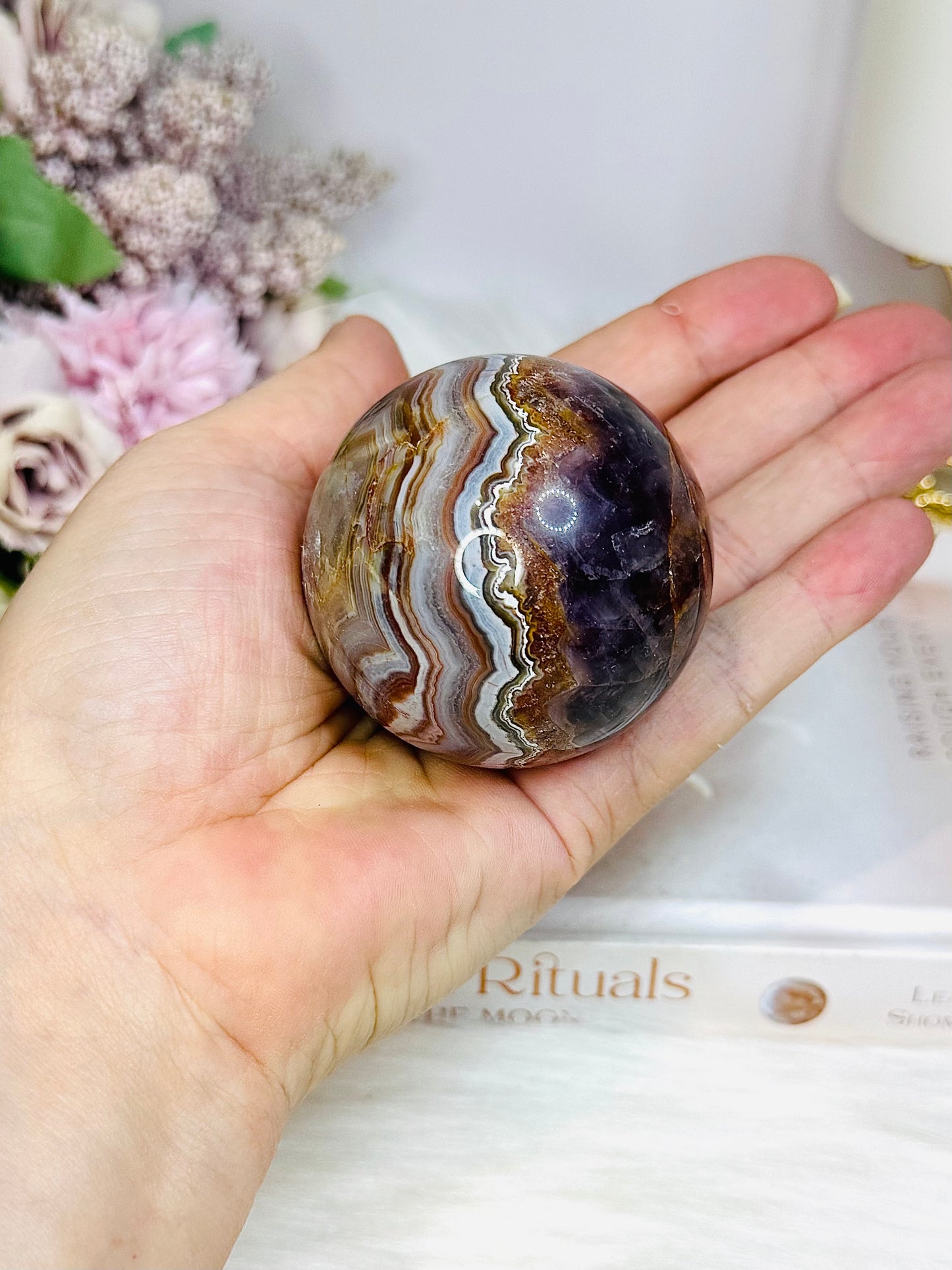 Amethyst X Mexican Crazy Lace Sphere On Stand 228g