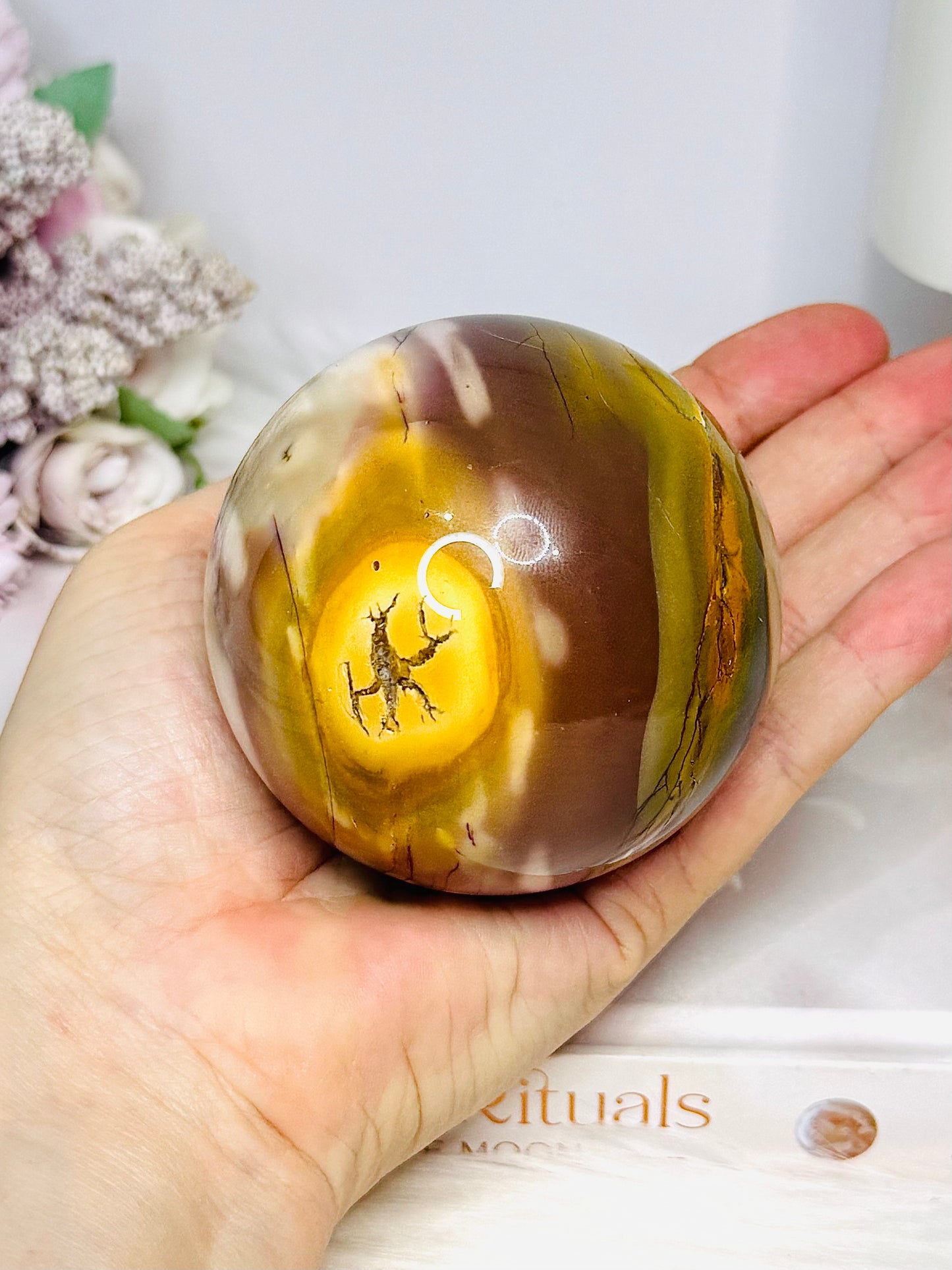Large Mookaite Jasper Sphere on Stand 520g