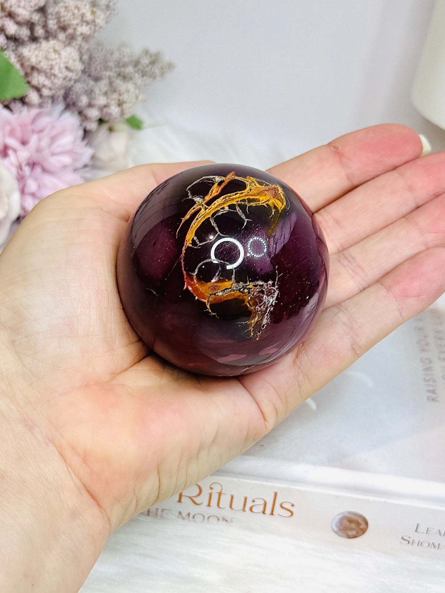 High Grade Mookaite Jasper Sphere On Stand 250g