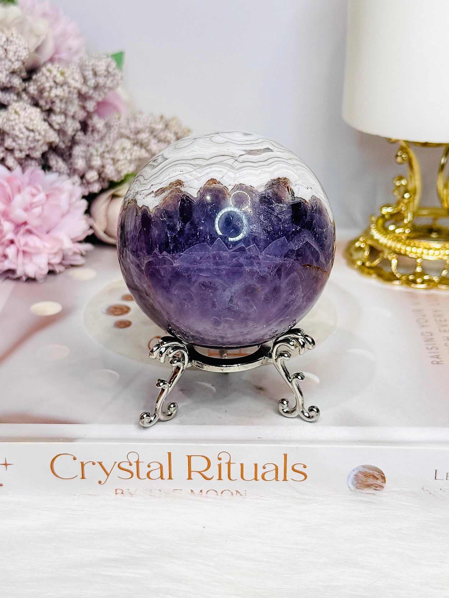 Large Crazy Lace Agate Sphere on Stand 378g