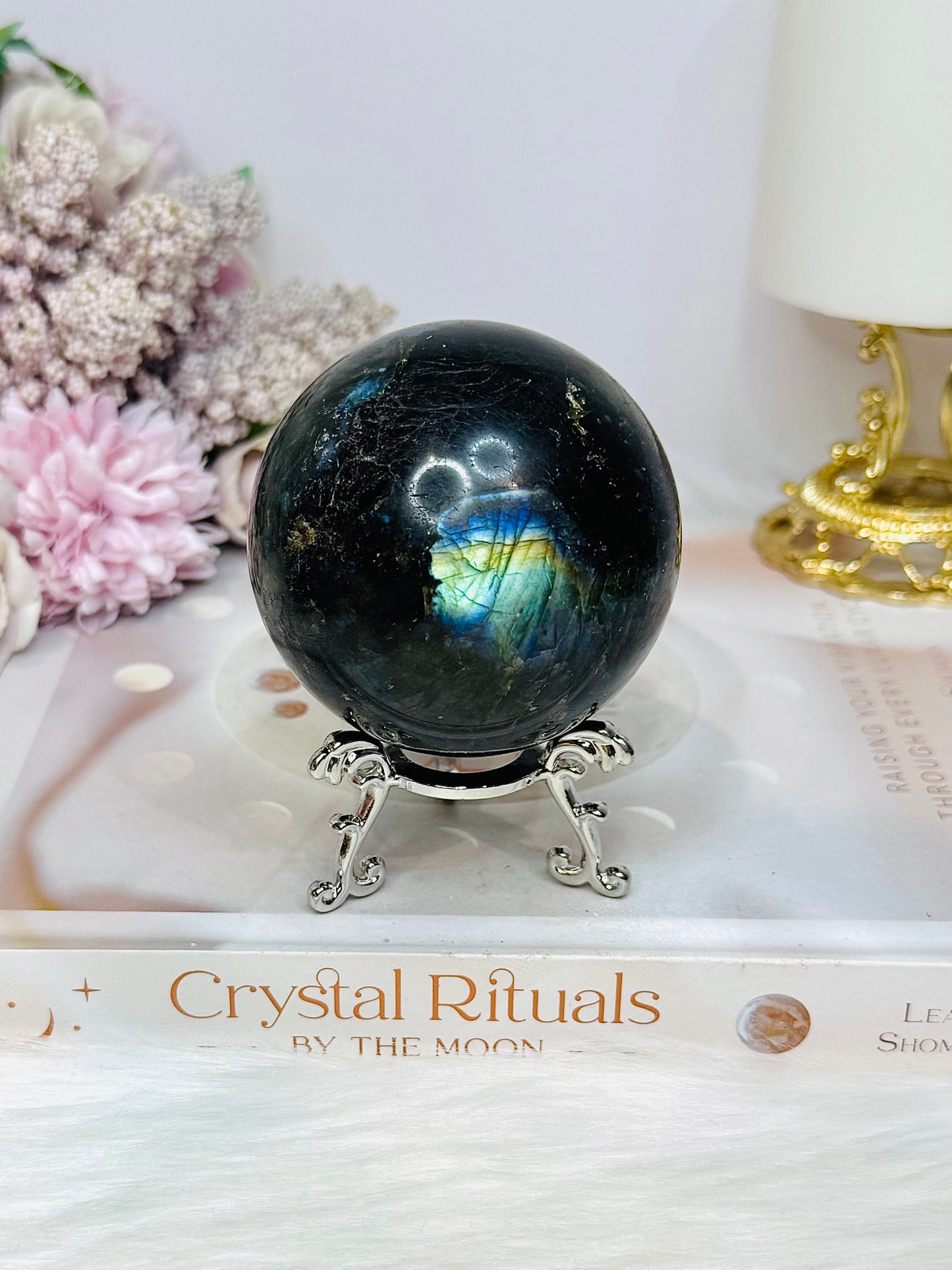 Large Labradorite Sphere On Stand 436g