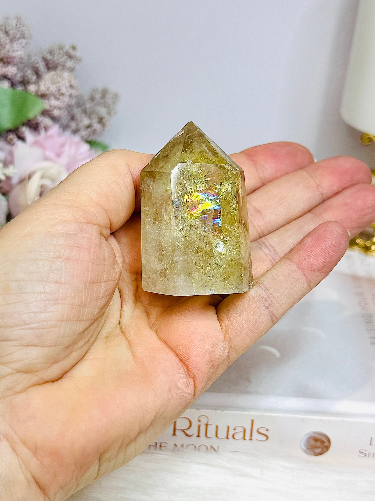 Citrine Tower with Rainbows 5cm